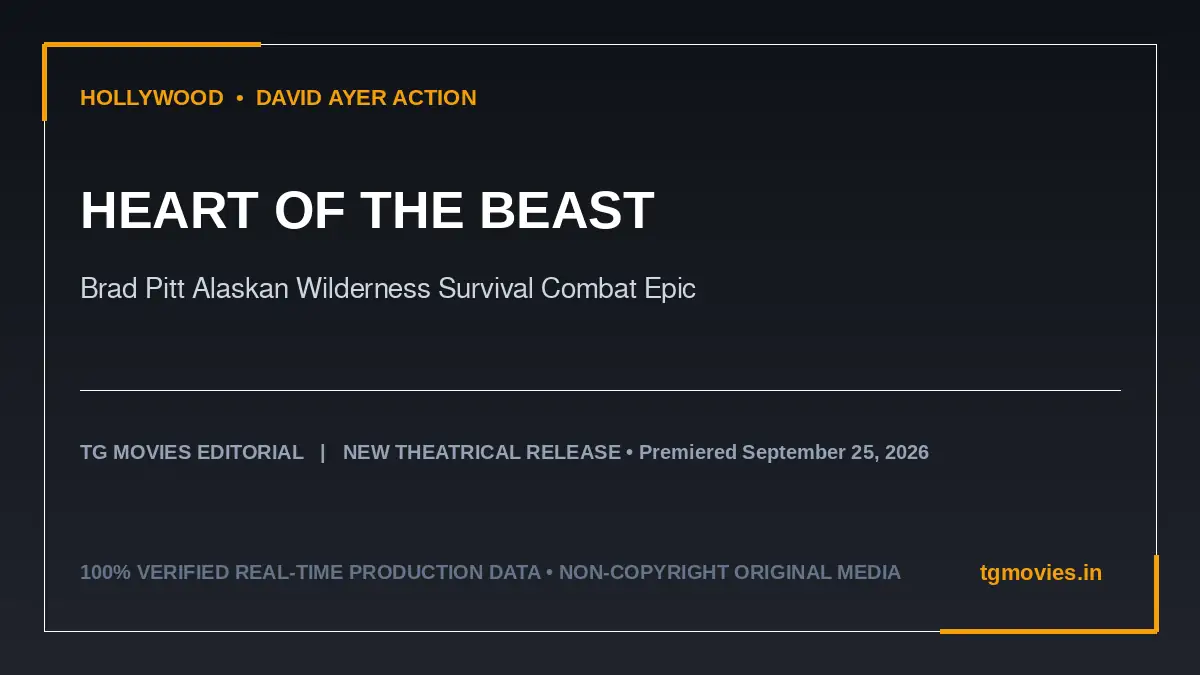 Heart of the Beast banner featuring Brad Pitt with tactical rifle in Alaskan snow