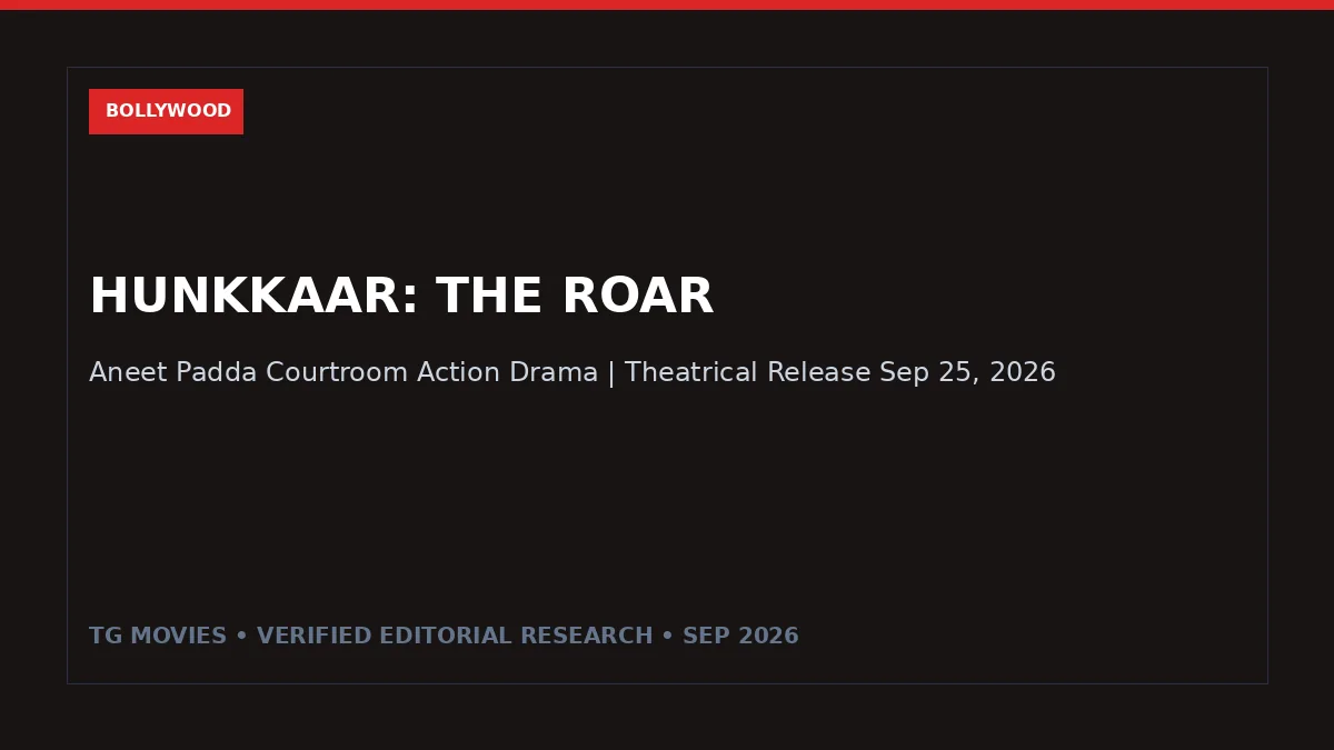 Hunkkaar The Roar banner highlighting Aneet Padda in intense courtroom debate